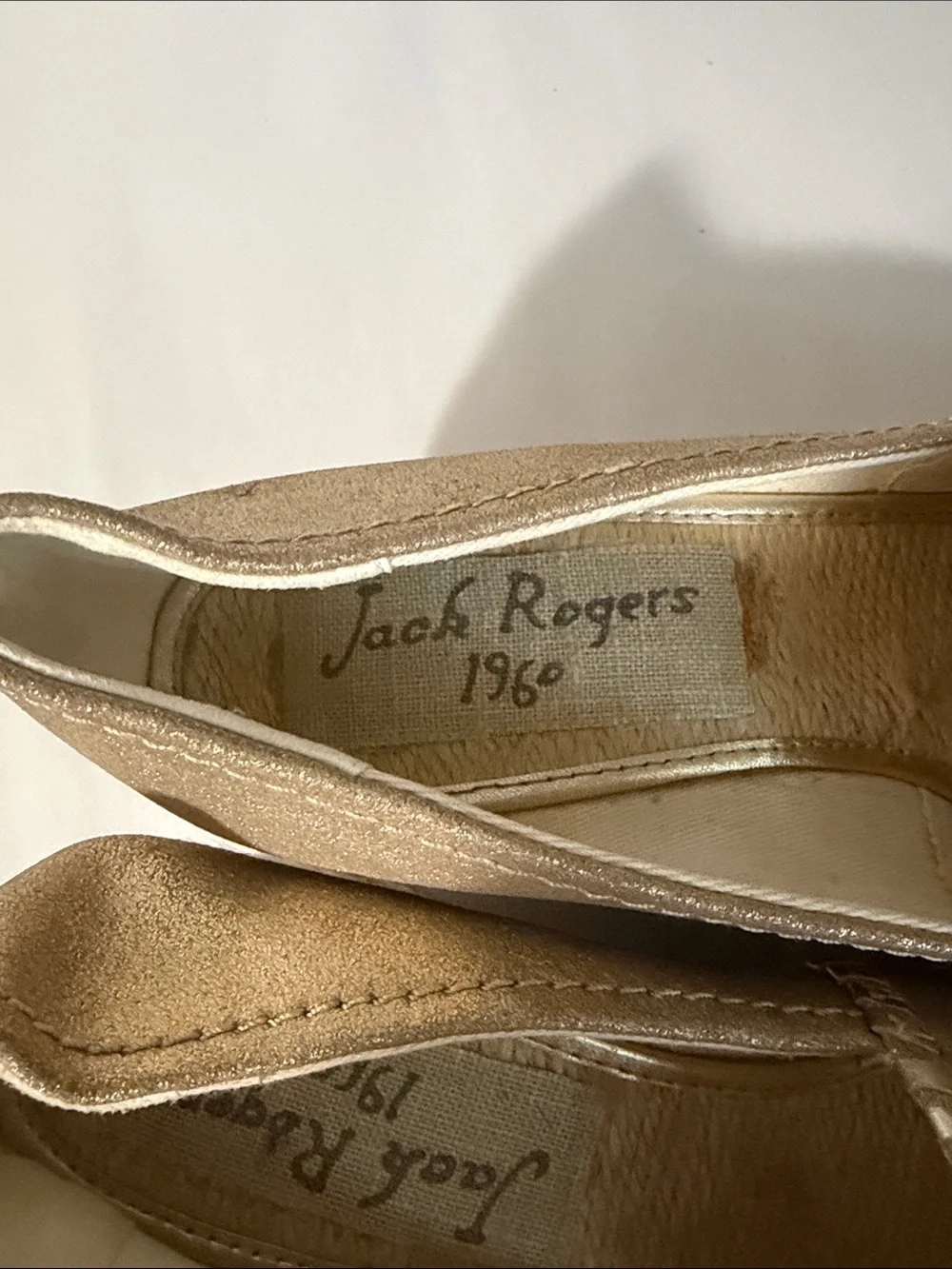 Jack Rogers Metallic Gold Espadrille Wedge Peep-Toe